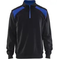 Blakläder Sweatshirt bicolour met halve rits 33531158 | Zwart/Korenblauw | Maat M - 7330509456286