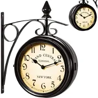 Deuba Stationsklok Retro Zwart Tweezijdig