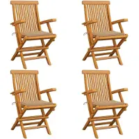 vidaXL Tuinstoelen 4 st met beige kussens massief teakhout