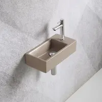 Guido Gusto Fonteinset Mia 40.5x20x10.5cm mat beige rechts inclusief fontein kraan, sifon en afvoerplug chroom