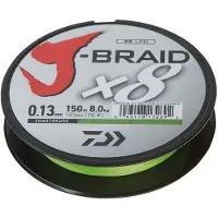 Daiwa J-Braid X8, gevlochten lijn, 0.22mm, 150 meter, kleur: chartreuse
