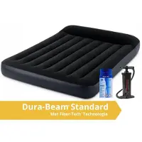 Intex Pillow Rest Classic - Luchtbed - Tweekleurig - Met reparatieset en ingebouwde pomp - 191x137x25 cm - PVC - Donkerblauw