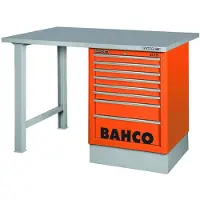 Bahco Werkbank | heavy-duty | met stalen werkblad | ladeblok | 8 lades | 2 poten | oranje | 1800 mm x 750 mm x 1030 mm - 1495K8CWB18TS