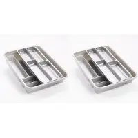Forte Plastics Set van 2x stuks bestekbakken/bestekhouders 2 lagen zilver 40 x 30 cm - Bestekbakken