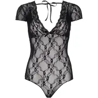Leg avenue Teddy van gebloemd kant - Zwart - S/L