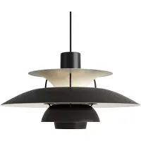 Louis Poulsen Design hanglamp PH 5 500, dimbaar, zwart, Woon-/ Eetkamer, Aluminium, Design, hanglamp