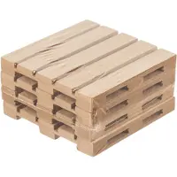 Out of the blue 4x stuks houten pallet glazen onderzetters 10 x 10 cm - Glazenonderzetters