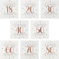 SANTEX Verjaardag feest servetten leeftijd - 10x - 18 jaar - rose goud - 33 x 33 cm