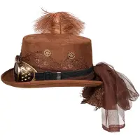 Boland Hoed Specspunk de luxe met partybril (Bruin)