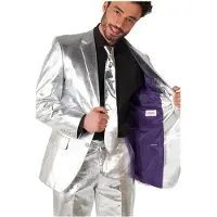 Opposuits Shiny Silver Kostuum | Zilver | Maat 46