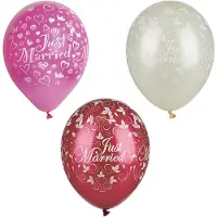 Papstar Balloons Ø 29 cm ivory "Just married" metallic, Speelgoed ballon, Rubber, Ivoor, Metallic, Bruiloft, Rond, 900 mm