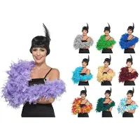 Smiffy'S Luxe zilveren veren boa 180 cm en 80 gram - carnaval verkleed spullen - Verkleed boa