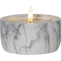 Star Trading Kaars Flame Marble, zuilkaars, marmer design, LED, timer, warm wit, 7,5 cm