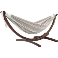 VIVERE Sunbrella Braziliaanse Hangmat Dove Met Houten Standaard