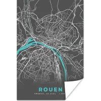 PosterMonkey Poster Rouen - Frankrijk - Stadskaart - Kaart - Plattegrond - 40x60 cm