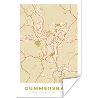 PosterMonkey Poster Kaart - Gummersbach - Stadskaart - Plattegrond - Vintage - 40x60 cm