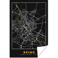 PosterMonkey Poster Stadskaart – Frankrijk – Kaart – Reims - Plattegrond - 40x60 cm