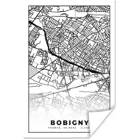 PosterMonkey Poster Stadskaart - Bobigny - Frankrijk - Kaart - Plattegrond - Zwart wit - 40x60 cm