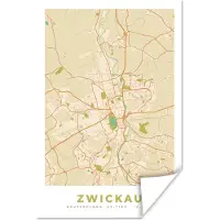 PosterMonkey Poster Plattegrond - Zwickau - Kaart - Vintage - Stadskaart - 40x60 cm