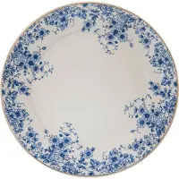 Clayre & Eef Dinerbord Ø 26 cm Blauw Porselein Rond Bloemen Eetbord Blauw Eetbord