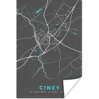 PosterMonkey Poster Stadskaart – Grijs - Kaart – Ciney – België – Plattegrond - 40x60 cm