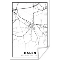 PosterMonkey Poster Zwart Wit – België – Plattegrond – Stadskaart – Kaart – Halen - 40x60 cm