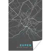 PosterMonkey Poster Plattegrond – Eupen – Blauw – Stadskaart - Kaart - 40x60 cm
