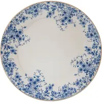 Clayre & Eef Ontbijtbord Ø 21 cm Blauw Porselein Rond Bloemen Bord Blauw Bord