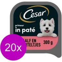 Cesar 20x Primeur Kuipje Paté Kalf & Worteltjes - Hondenvoeding - 300g