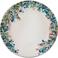 Clayre & Eef Ontbijtbord Ø 21 cm Blauw Wit Porselein Bloemen Bord Blauw Bord