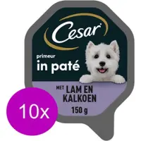 Cesar 10x Classic Kuipje Paté Lam & Kalkoen - Hondenvoeding - 150g