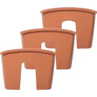 Prosperplast 3x stuks balkon railing opzet plantenbakken/bloembakken kunststof 58 x 28 x 20 cm terra cotta kleur voor buiten