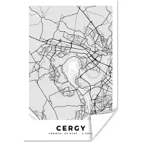 PosterMonkey Poster Frankrijk - Plattegrond - Kaart - Cergy - Stadskaart - 40x60 cm
