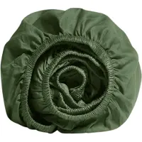 Yumeko Hoeslaken Katoensatijn 90x210 Groen - Eco, Bio & Fairtrade