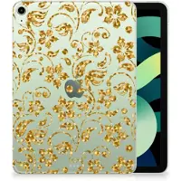 B2Ctelecom iPad Air (2020/2022) 10.9 inch Siliconen Hoesje Gouden Bloemen