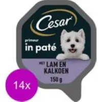 Cesar 14x Classic Kuipje Paté Lam & Kalkoen - Hondenvoeding - 150g