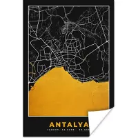 PosterMonkey Poster Antalya - Stadskaart - Plattegrond - Goud - Kaart - 40x60 cm