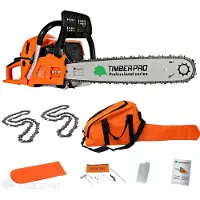 TimberPro Benzine Kettingzaag - 62 cc - Zwaardlengte 50 cm - Met transportzak - Met 2e ketting