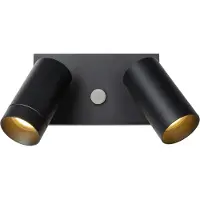 Lucide TAYLOR - Wandspot / Wandlamp Binnen/Buiten - 2xGU10 - IP54 - Bewegingssensor - Zwart