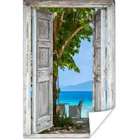 PosterMonkey Poster Strand - Tropisch - Zee - Doorkijk - 60x90 cm