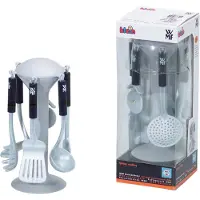 Klein Toys WMF bestekhouder - pizzasnijder, schuimspaan, bakschep, pasta-, meng-, en opscheplepel - duurzaam plastic - grijs zwart