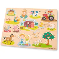 New Classic Toys Houten Grote Knoppuzzel Boerderij - 16 Puzzelstukjes - FSC - Houten Puzzel met Knopjes - Educatief Peuterspeelgoed - Vanaf 24 maanden