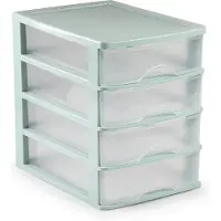 Forte Plastics Plasticforte Ladeblok/bureau organizer met 4x lades - groen/transparant - L35,5 x B27 x H35 cm - Ladeblok