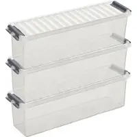 Sunware 3x Kunststof stapelbare opbergbak 1,3 liter 27 x 8,4 x 9 cm - Opbergbox