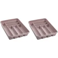 Forte Plastics 2x stuks bestekbakken/bestekhouders 6-vaks roze L40 x B30 x H7 cm - Bestekbakken