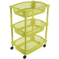 Hega hogar Keuken opberg trolleys/roltafels met 3 manden 62 cm groen - Opberg trolley