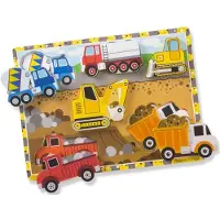 Melissa & Doug Bouwvoertuigen Houten Chunky Puzzel (6 stuks)