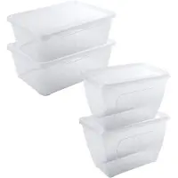 Hega hogar 4x Voedsel plastic bewaarbakjes hoog/diep 1,5 en 2 liter transparant - Vershoudbakjes