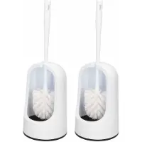 Forte Plastics 2x Toiletborstels/wc-borstels met houder wit kunststof 40 cm - Toiletborstels