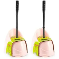 Forte Plastics 2x stuks toiletborstels/wc-borstels met houder 45 cm roze/zwart - Toiletborstels